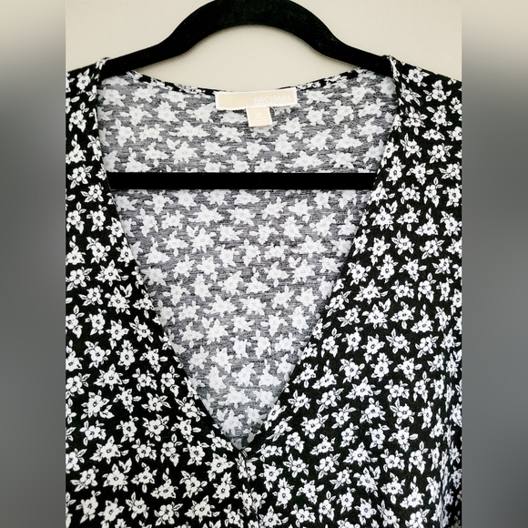 Michael Kors Women's Wrap Blouse Cotton/Modal Black/White Floral 2XL - Picture 13 of 16